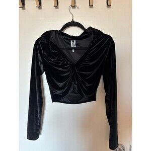 Dolls Kill Black Velvet Cropped Going Out Top Size M NWOT